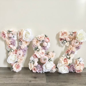 Floral Flower Letter, Alphabet, Initial, Monogram for Baby Nursery and Wedding Decor