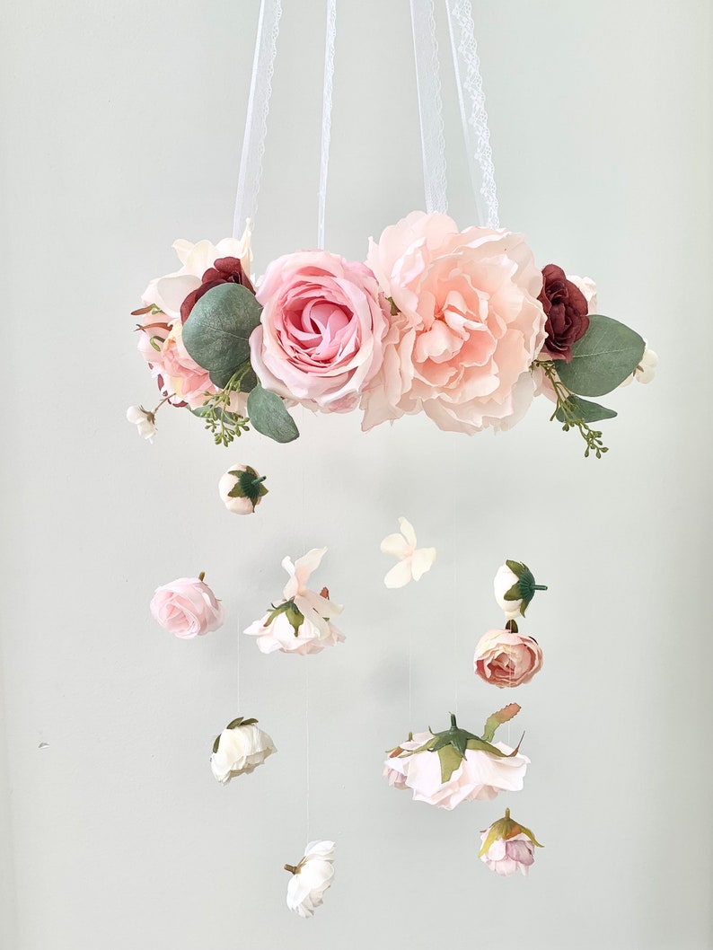 Flower Mobile, Nursery Mobile, Baby Girl Mobile, Princess Mobile, Floral Mobile, Rustic Mobile, flower chandelier image 9