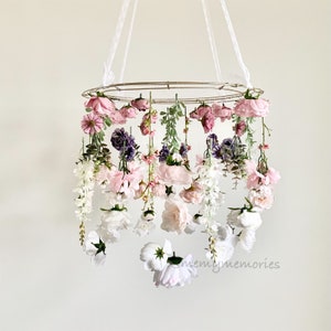 Floral Crib Mobile Baby Girl, Flower Nursery Mobile Boho Hanging, Custom Color Baby Shower Gift