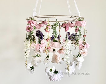 Móvil de flores, móvil floral para guardería