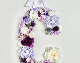 Floral Flower Letter , Alphabet, Initial, Monogram for Baby Nursery and Wedding Decor