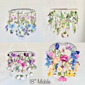 Custom Flower Mobile, Nursery Mobile, Baby Girl Mobile, Butterfly Mobile, Floral Mobile, Butterfly Mobile, flower chandelier, nursery decor, image 4