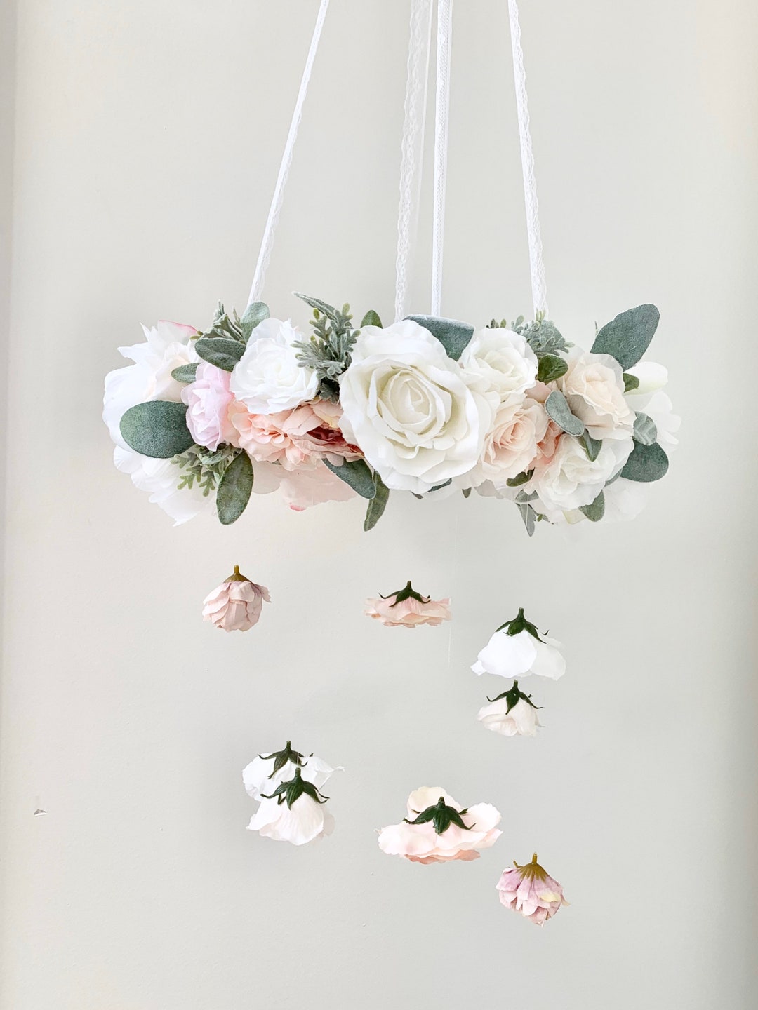 Pink Flower Mobile, Nursery Mobile, Baby Girl Mobile, Butterfly Mobile, Floral Mobile, Flower