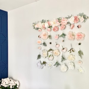 Flower wall, wall hanging, Flower backdrop, Flower curtain, Boho floral backdrop, flower hanging, Photobooth backdrop, wedding backdrop