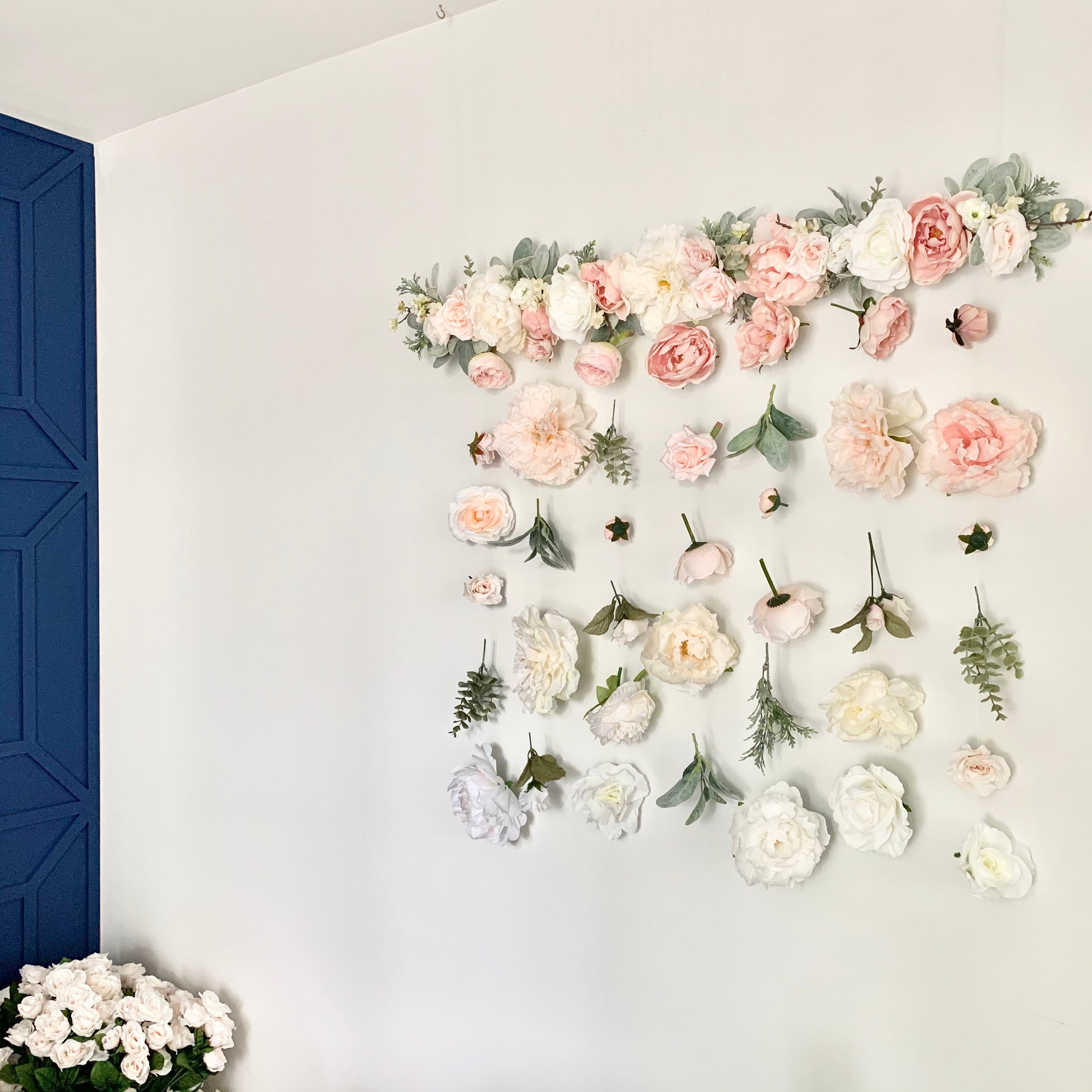 Flower wall hanging Flower backdrop Flower curtain Boho Etsy
