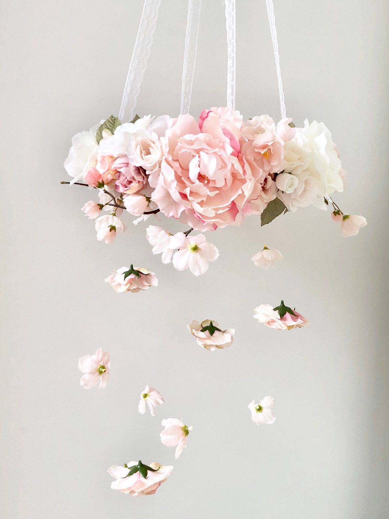 Pink Flower Mobile Nursery Mobile Baby Girl Mobile Etsy UK