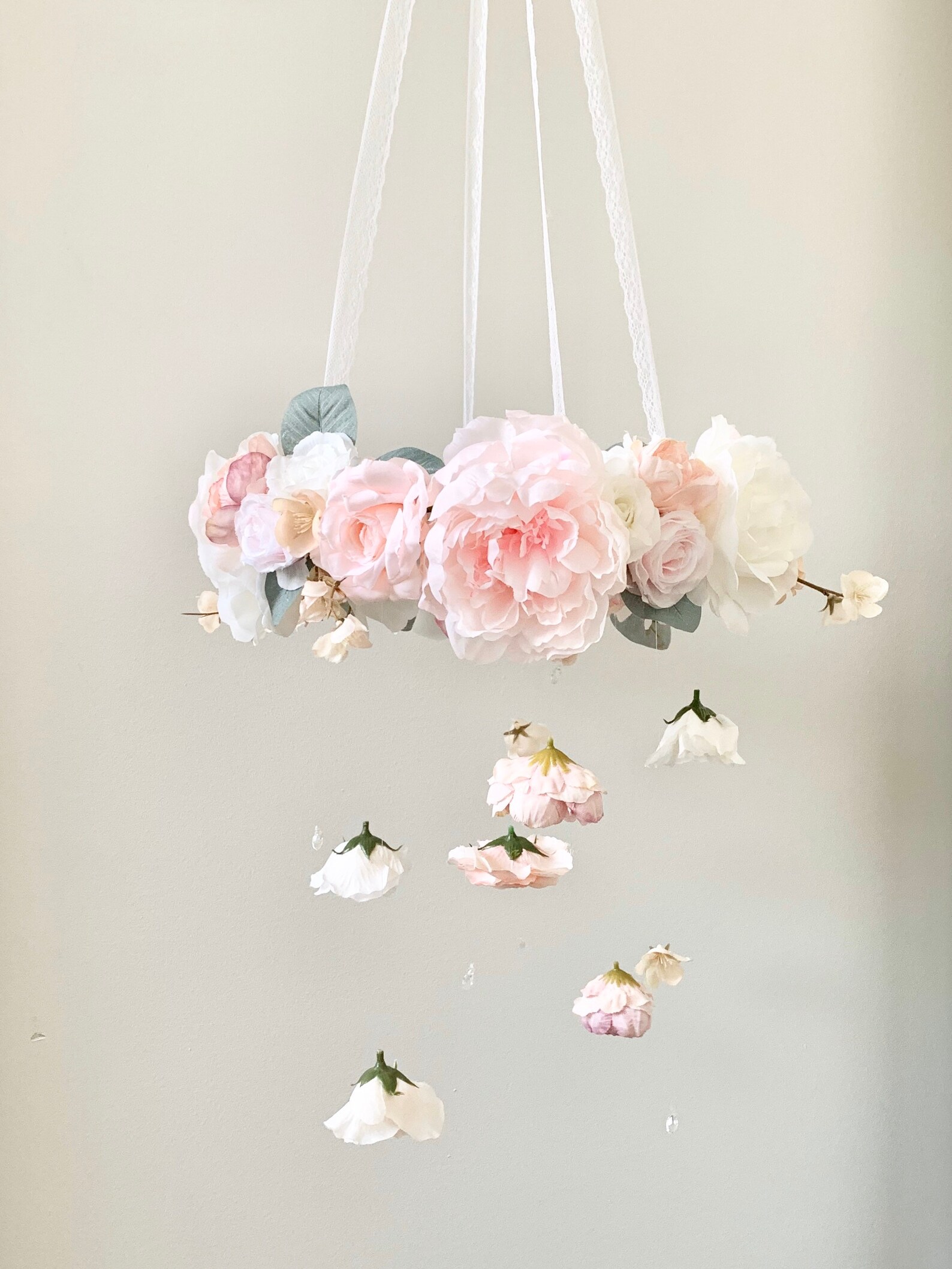 Pink Flower Mobile Nursery Mobile Baby Girl Mobile Etsy UK