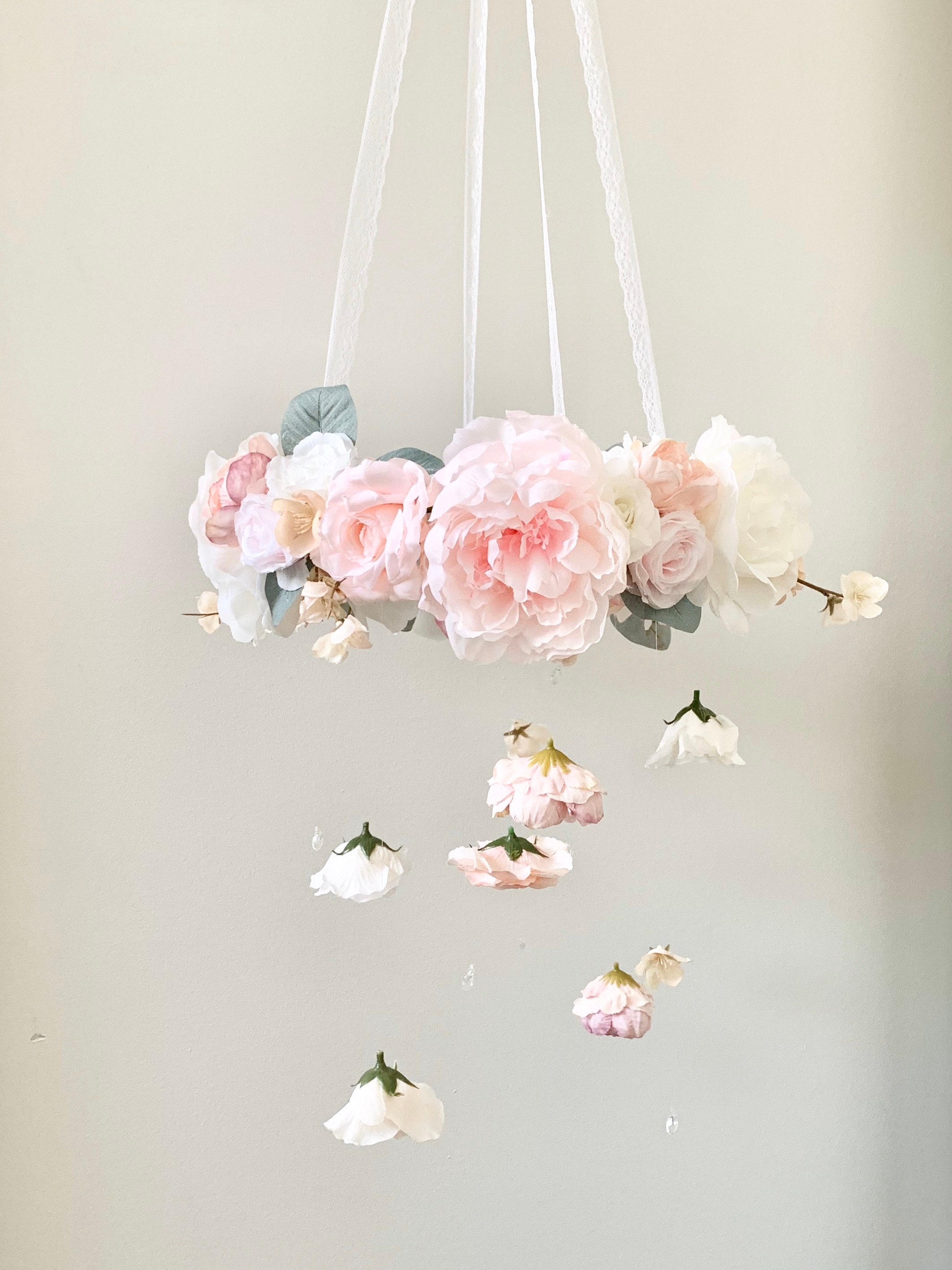 Pink Flower Mobile Nursery Mobile Baby Girl Mobile Etsy UK