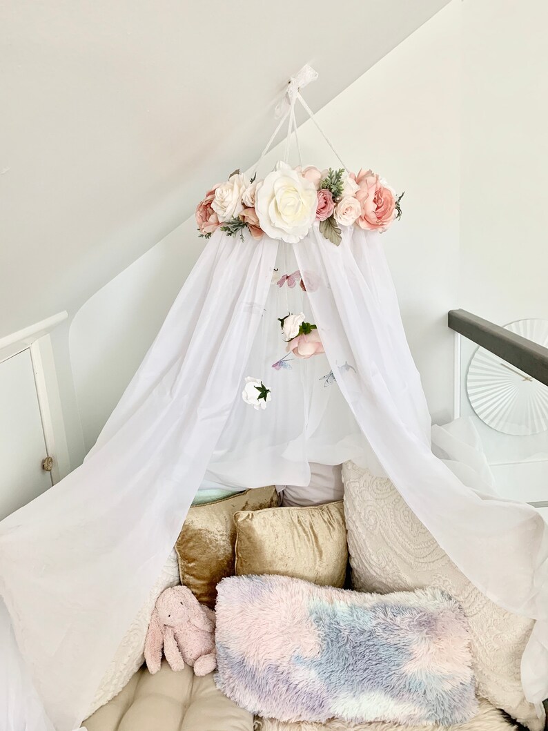 Flower Canopy, crib canopy, princess canopy, floral canopy, flower mobile, floral mobile, baby mobile image 4