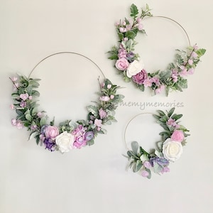 Custom Gold hoop Flower wreath, floral wreath, ring wreath, flower wall hanging, spring wreath, summer wreath, fall wreath,