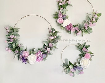 Custom Gold hoop Flower wreath, floral wreath, ring wreath, flower wall hanging, spring wreath, summer wreath, fall wreath,