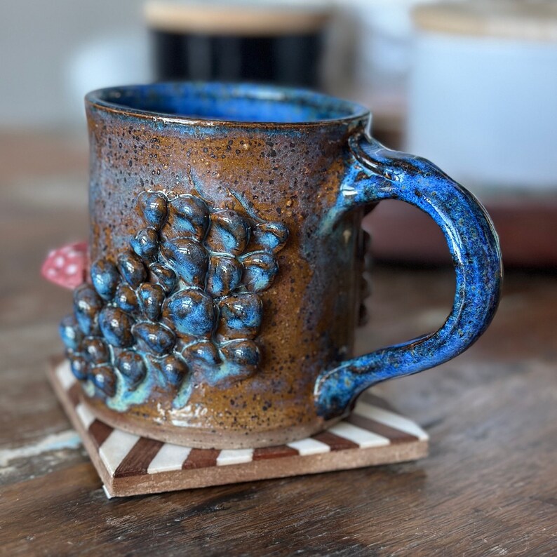 Handmade Mushroom Mug, Funky Fungus Mushroom Mug, Hand Thrown Mushroom Mug, Mug With Mushroom