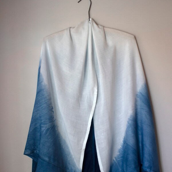 Indigo Wrap | Hand Dyed | Beach Cover Up | Ombre Cocoon | Shibori Scarf | Indigo | Gift | Tie Dye | Indigo Scarf | Blue Wrap