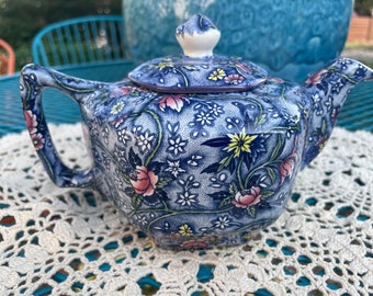 Vintage (1960s) James Sadler "Chintz" Ironstone Teapot In Perfect Condition Commissioned By Ringtons.
