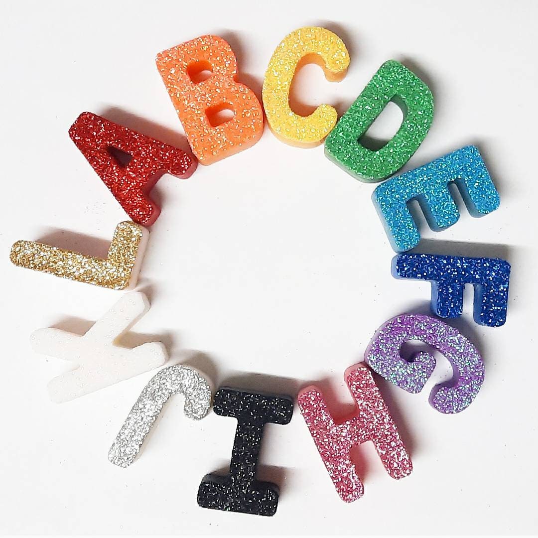 Glitter Letter Candles Etsy