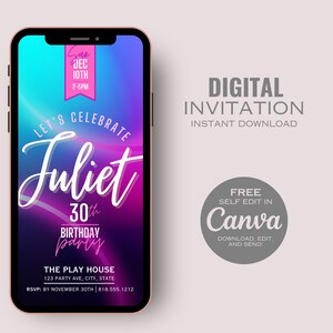 Digital Invite, Birthday Invite, Invitation, Evite, Editable Template, Instant Download