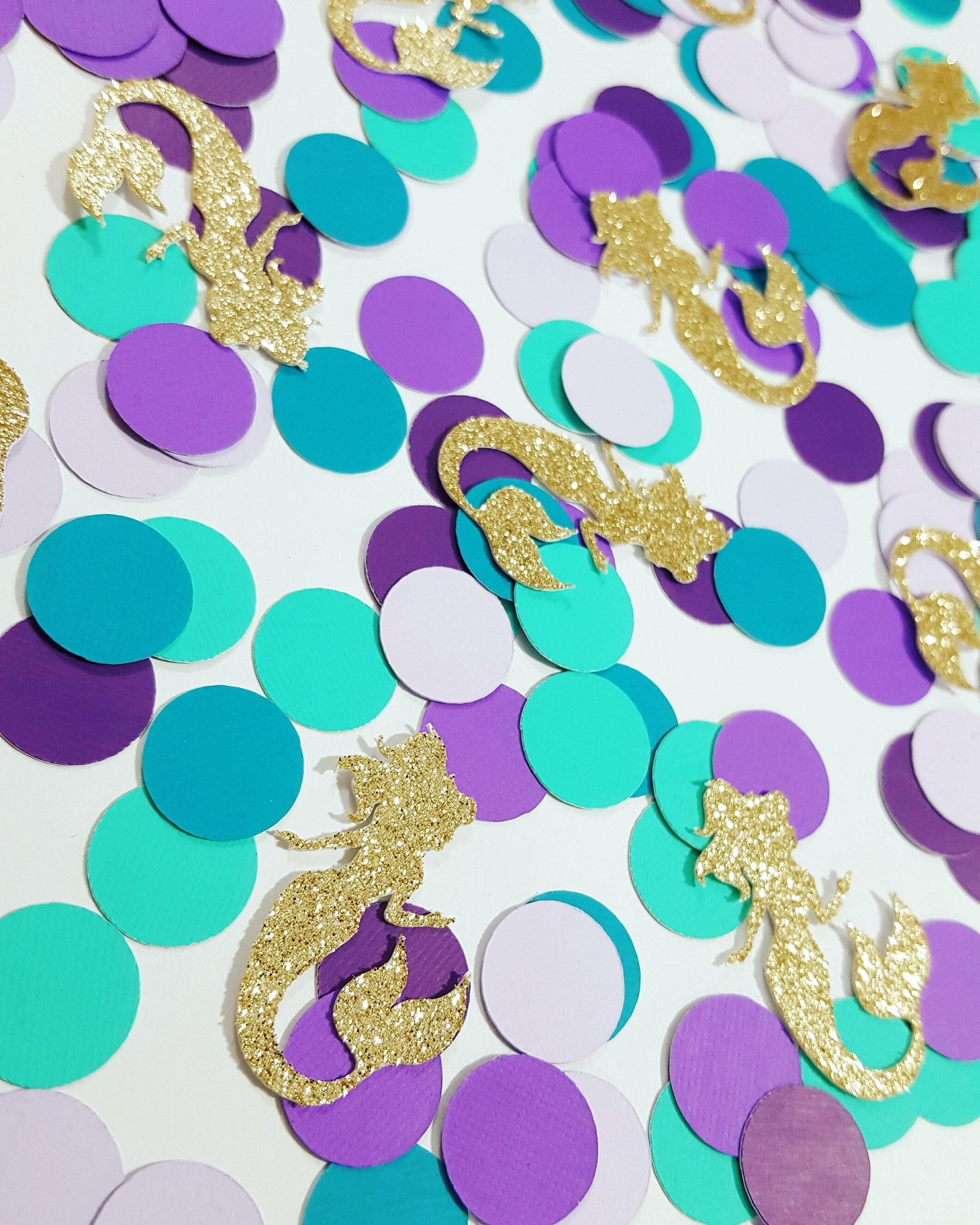 Purple Teal Gold Or Silver Glitter Mermaid Confetti Under Etsy