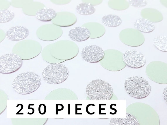 250 Pieces Mint Green Silver Glitter Circle Confetti Etsy