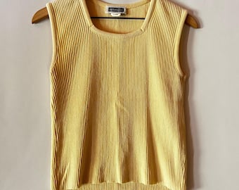 Vintage Xhilaration Y2K Yellow Ribbed Knit Sweater Tank Top Square Neck Size XL