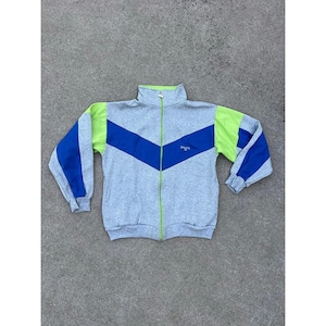 Vtg Spalding 90s Colorblock Trainingsjacke M Grau Neon Grün Blokette Gorpcore
