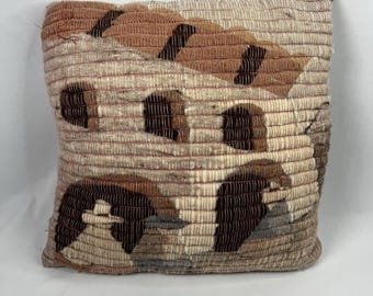 Vintage Raquel's Collection 100% Wool Hand Woven Pillow 14X14 Peruvian Folk Art