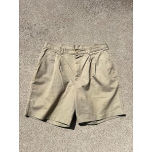 Vintage Edwards Khaki Pleated Shorts Men 36 Single Pleat Chino Gorpcore Preppy
