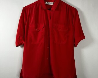 Vintage Yves St. Clair Blouse Women Size 8 Collared Button Front Short Sleeve