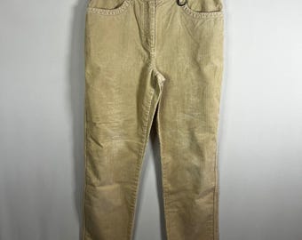 Vintage 90s Christopher & Banks Pant Women 10 Tan Corduroy Straight Leg Trousers