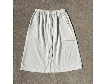 Vintage JBJ Petite Sportwear Skirt Women Size 8 Cream Elastic Waist Midi Pockets