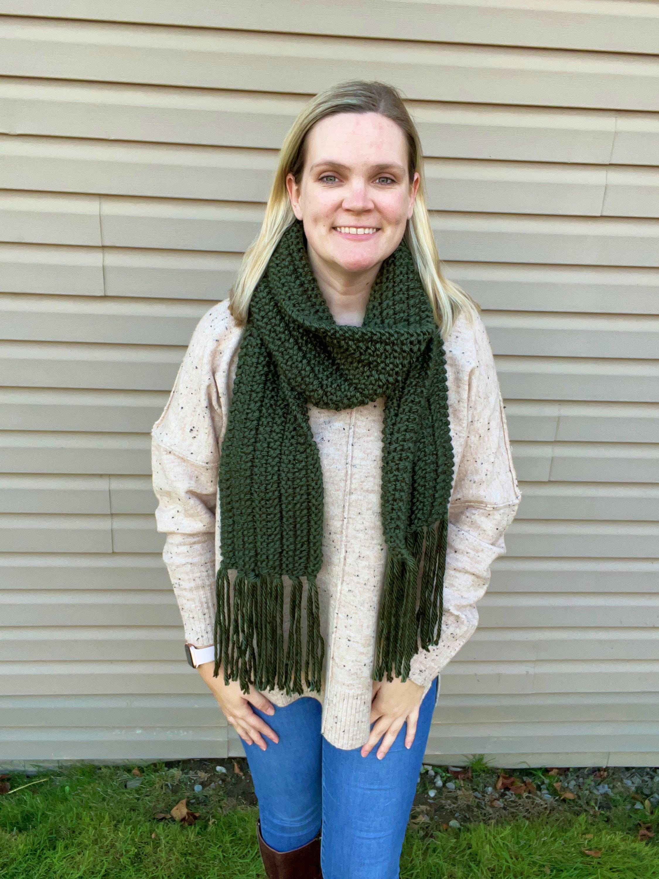 Green Scarf and Hat Set, Dark Green Scarves, Chunky Knit  display picture 1