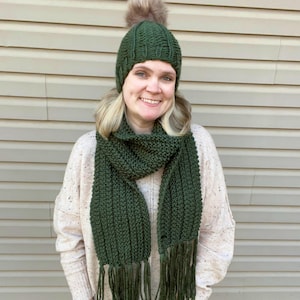 Green Scarf Hat Set - Etsy 
