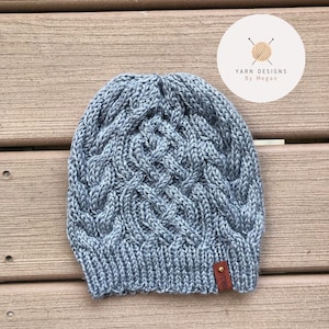 Gray Knit Beanie, Knitted Cap, Cable Knit Hat, Chunky Knitted Hat, Soft Beanie, Acrylic Hat, Men&#39;s Hat, Women&#39;s Hat, Winter Accessory