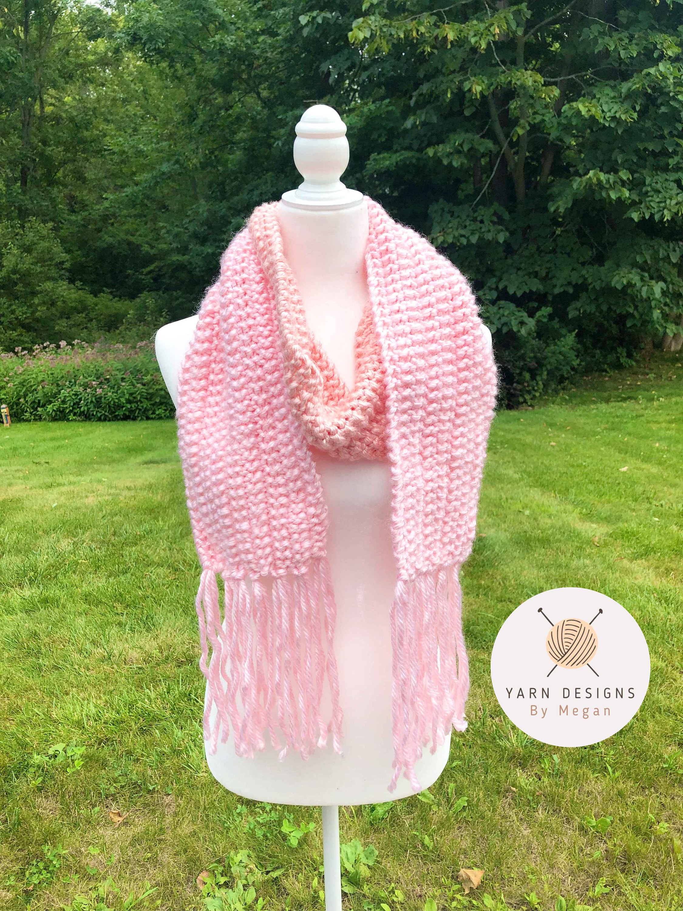 Light Pink Knit Scarf, Ribbed, Baby Pink Scarf, Long Knitted Scarf ...