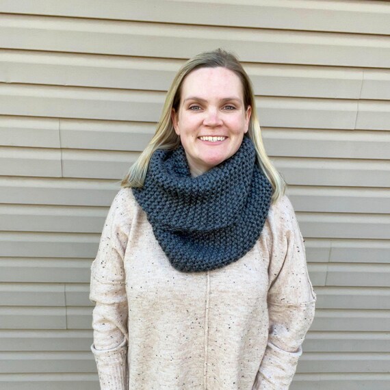 Dark Gray Scarf, Knitted Scarf, Soft Knit Scarf, Handmade Scarf