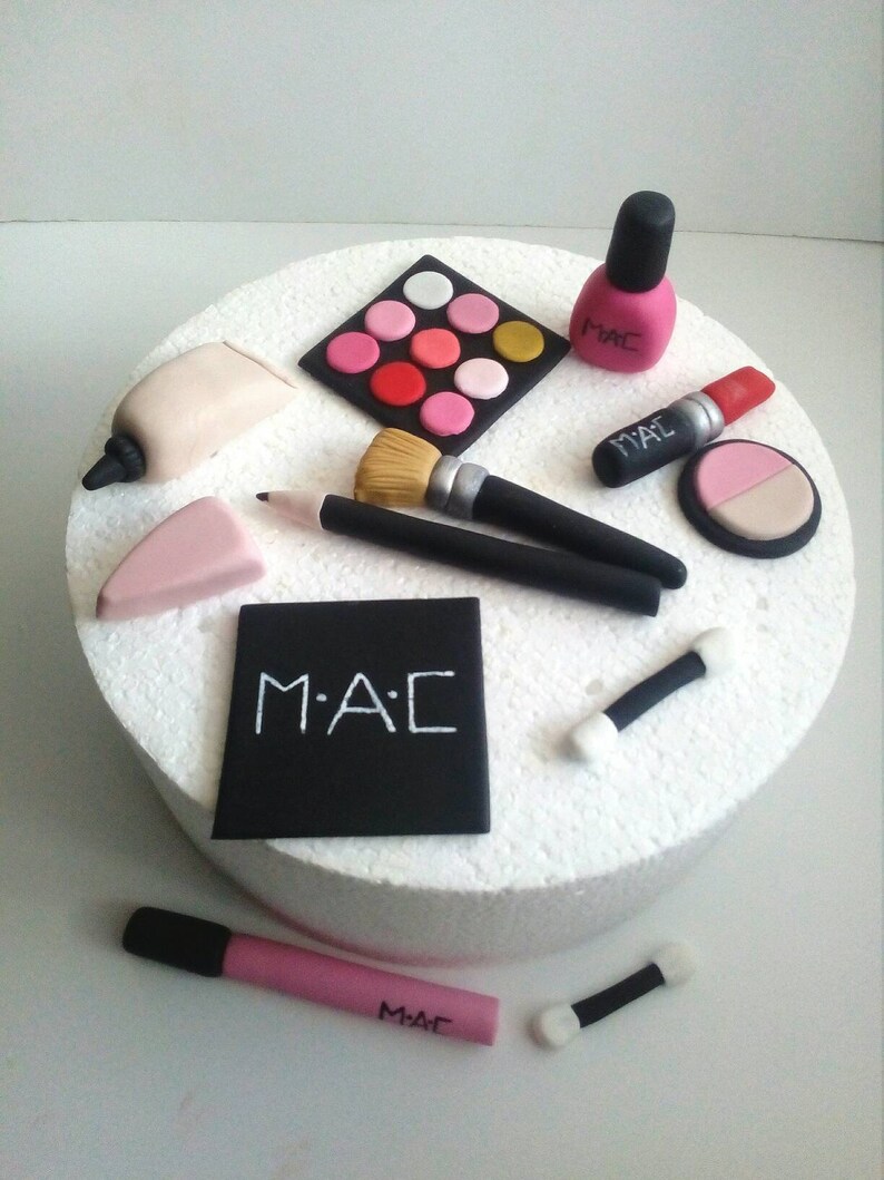 Makeup fondant cake toppers 12 pcs. Cosmetic cake topper Etsy
