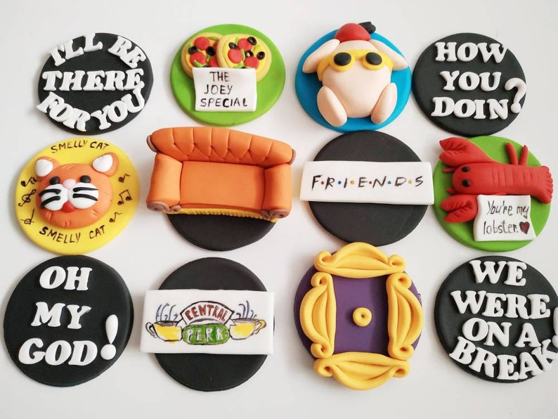 Friends TV show cupcake toppers Edible handmade FONDANT 12 pcs | Etsy