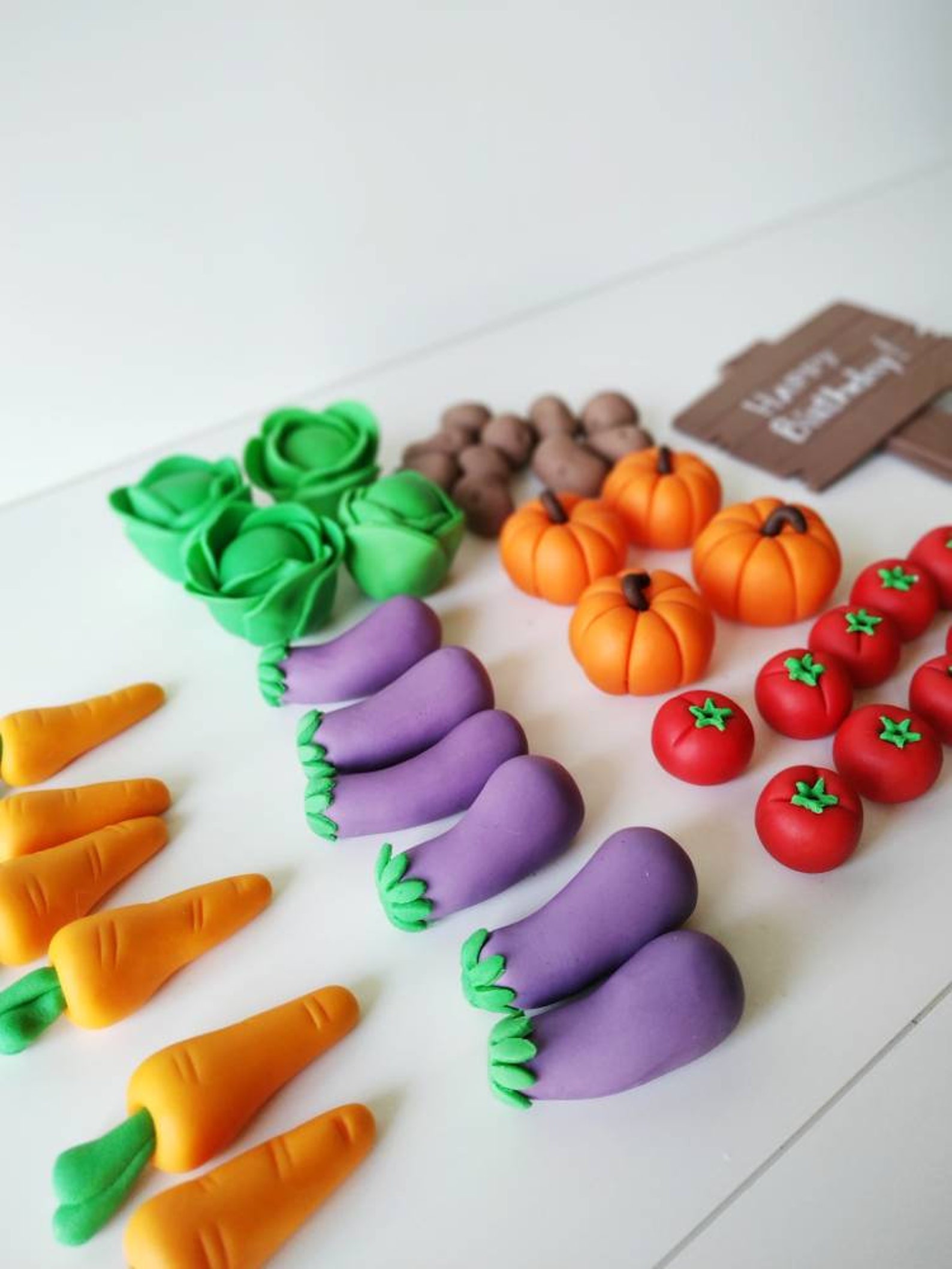 Vegetables fondant cake toppers . Garden birthday cake. Garden Etsy