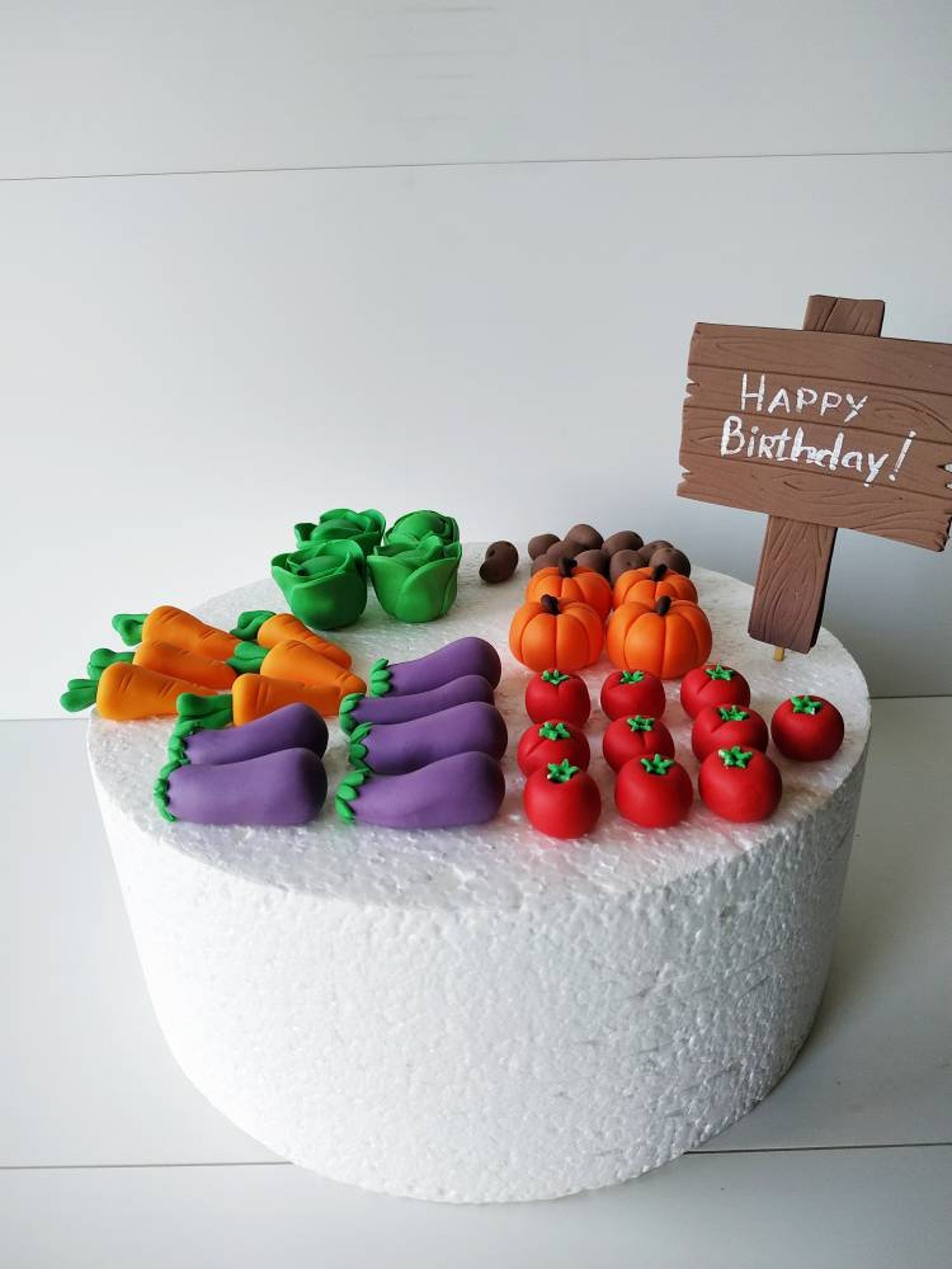 Vegetables fondant cake toppers . Garden birthday cake. Garden Etsy