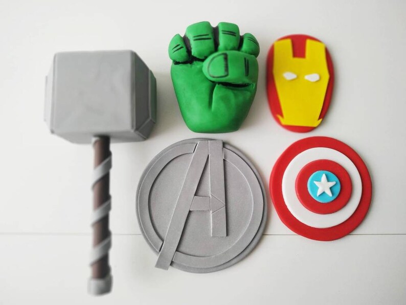 Avengers fondant cake toppers 5pcs. Etsy