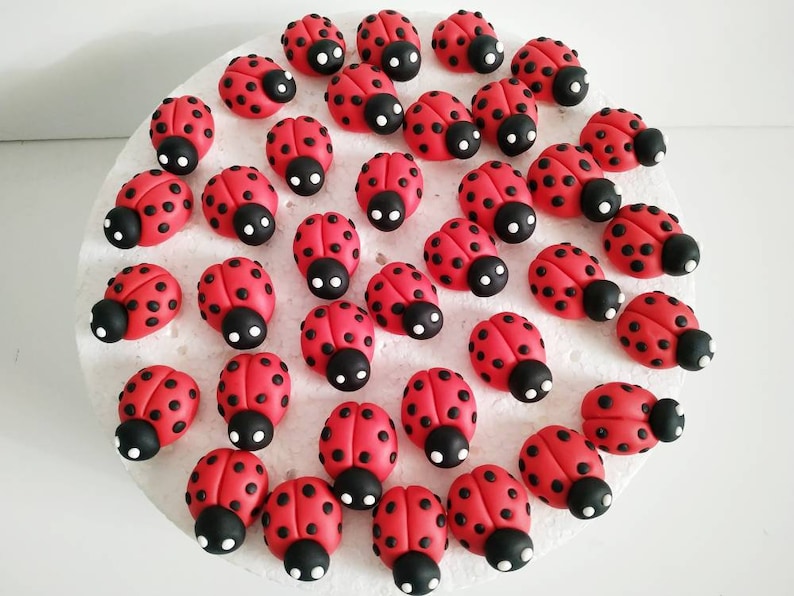 Ladybug Cupcake Toppers 36pcs Edible Fondant 3cm Etsy