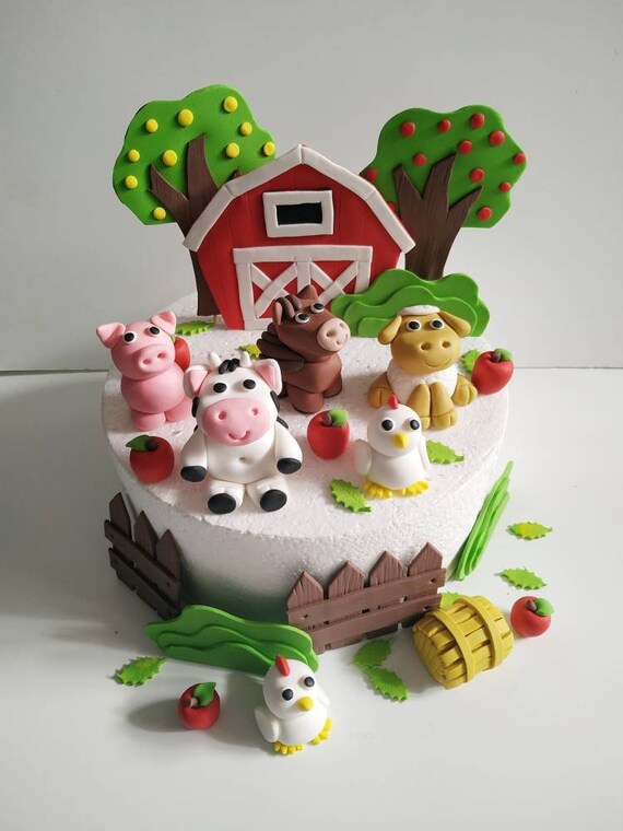 Animaux De Ferme Fondant Gateaux Toppers Ensemble De Gateaux Etsy