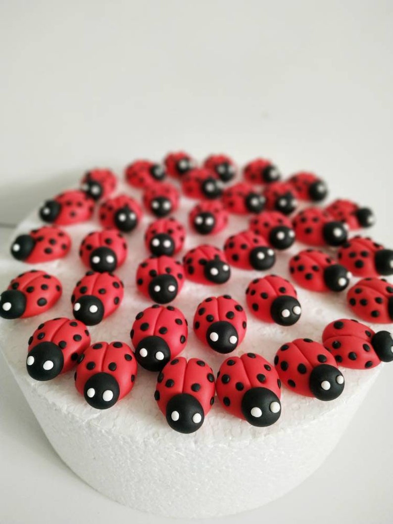 Ladybug Cupcake Toppers 36pcs Edible Fondant 3cm Etsy