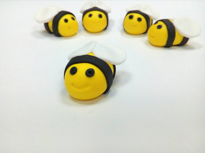 Bee Cupcake Toppers 24pcs Edible Fondant 3cm Etsy