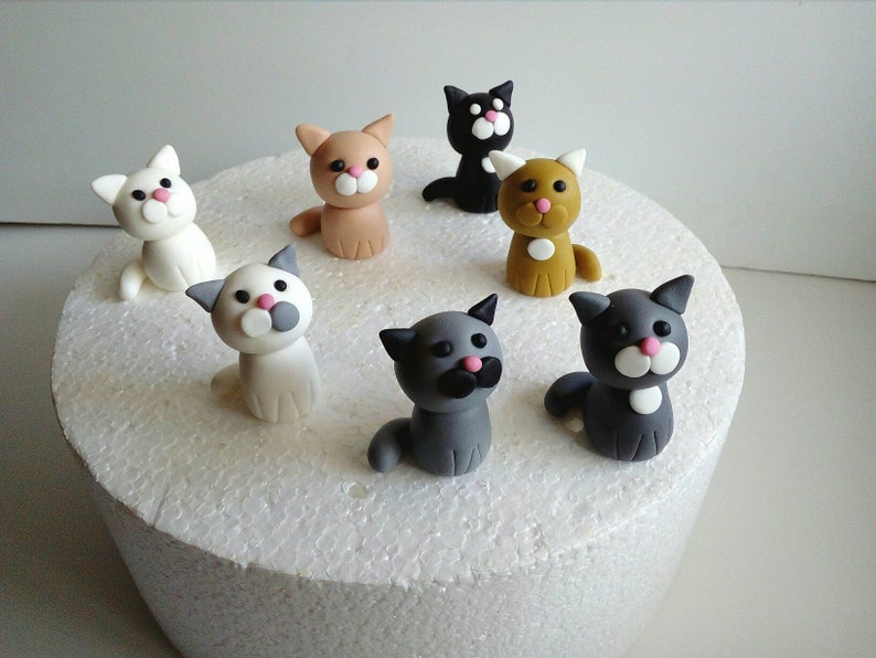 Pet Cat Fondant Cake Toppers 7 Pcs. Etsy