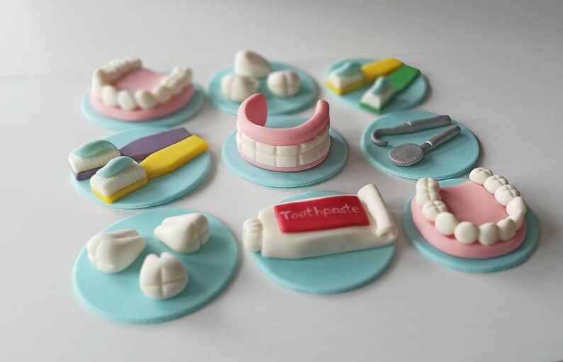 Dentist cupcake toppers Edible FONDANT 9 psc Etsy