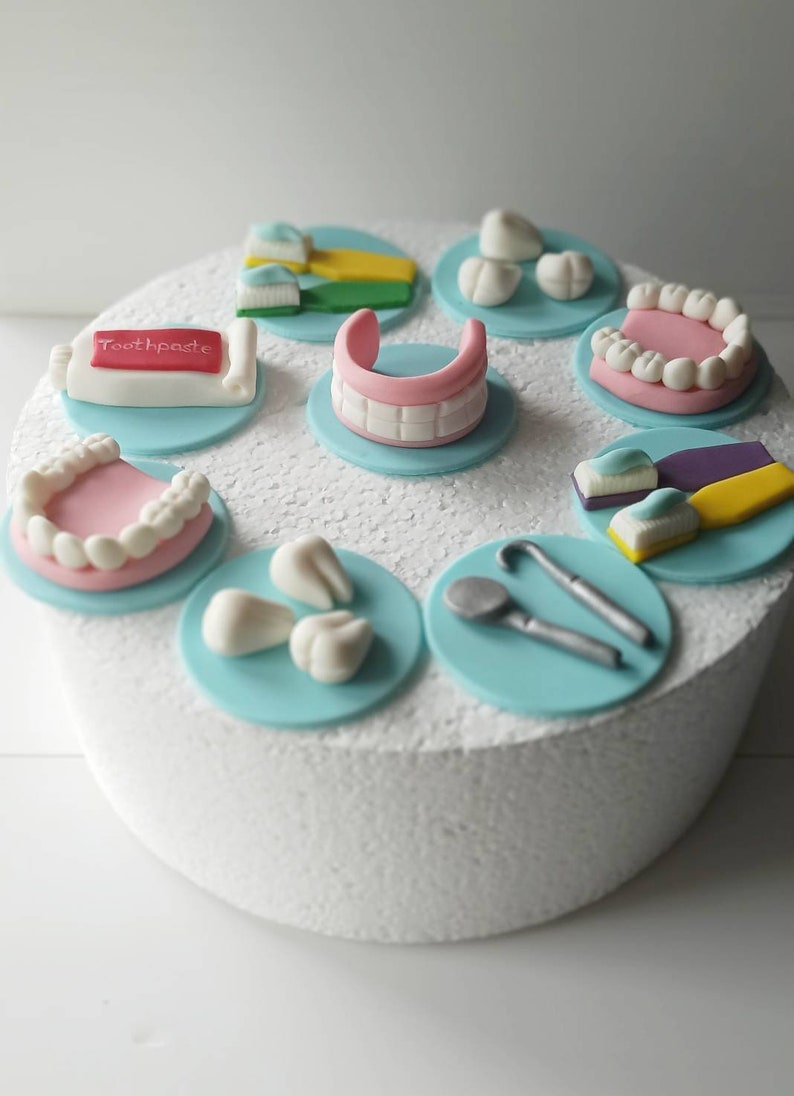 Dentist cupcake toppers Edible FONDANT 9 psc Etsy