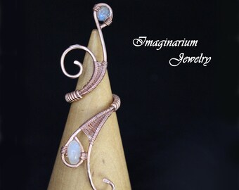 Copper Medium Signature Statement Ring, Oxidized or Lacquered, With Natural Gemstones or AB Austrian Crystals