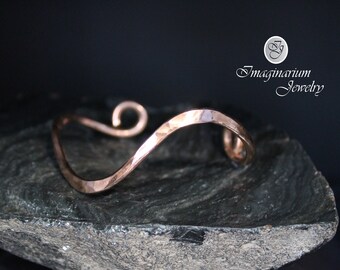 Hammered Wavy Stackable Copper or Sterling Wire Cuffs