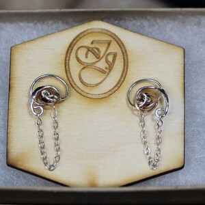 Sterling Silver and Lacquered Copper Wire Wrapped Studs With Sterling Chain Accent image 3