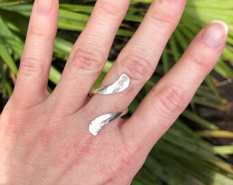 Hammered Wavy Sterling Silver Adjustable Ring